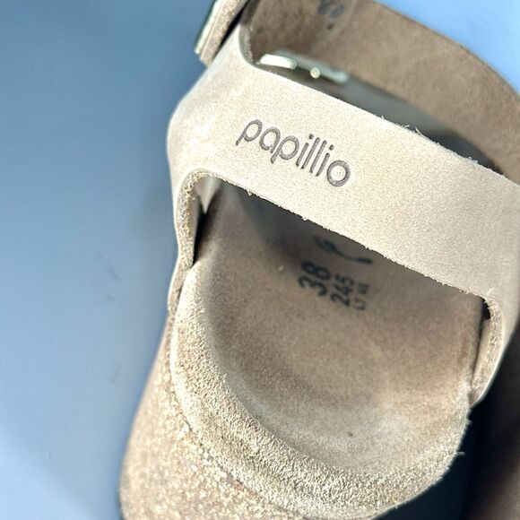 Papillio Birkenstock Sandals Solely Wedge Womens 38 / 7 Slingback Brown Leather - Picture 7 of 10